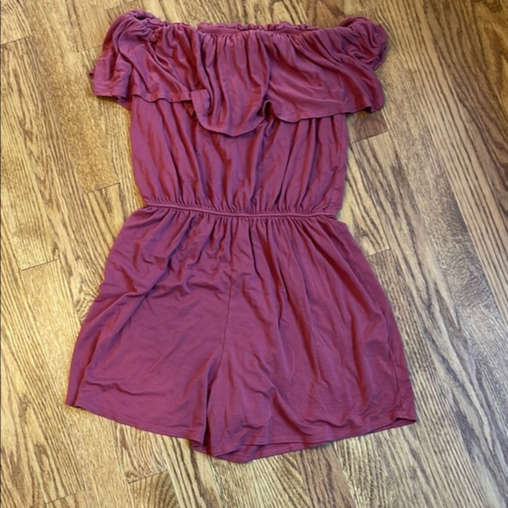 Off-Shoulder Burgundy Romper